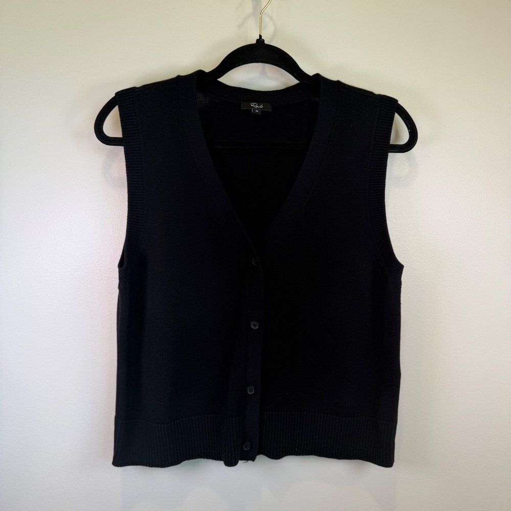 Rails Merino Wool Button Front Sweater Vest Transitional M Annika Black Cotton